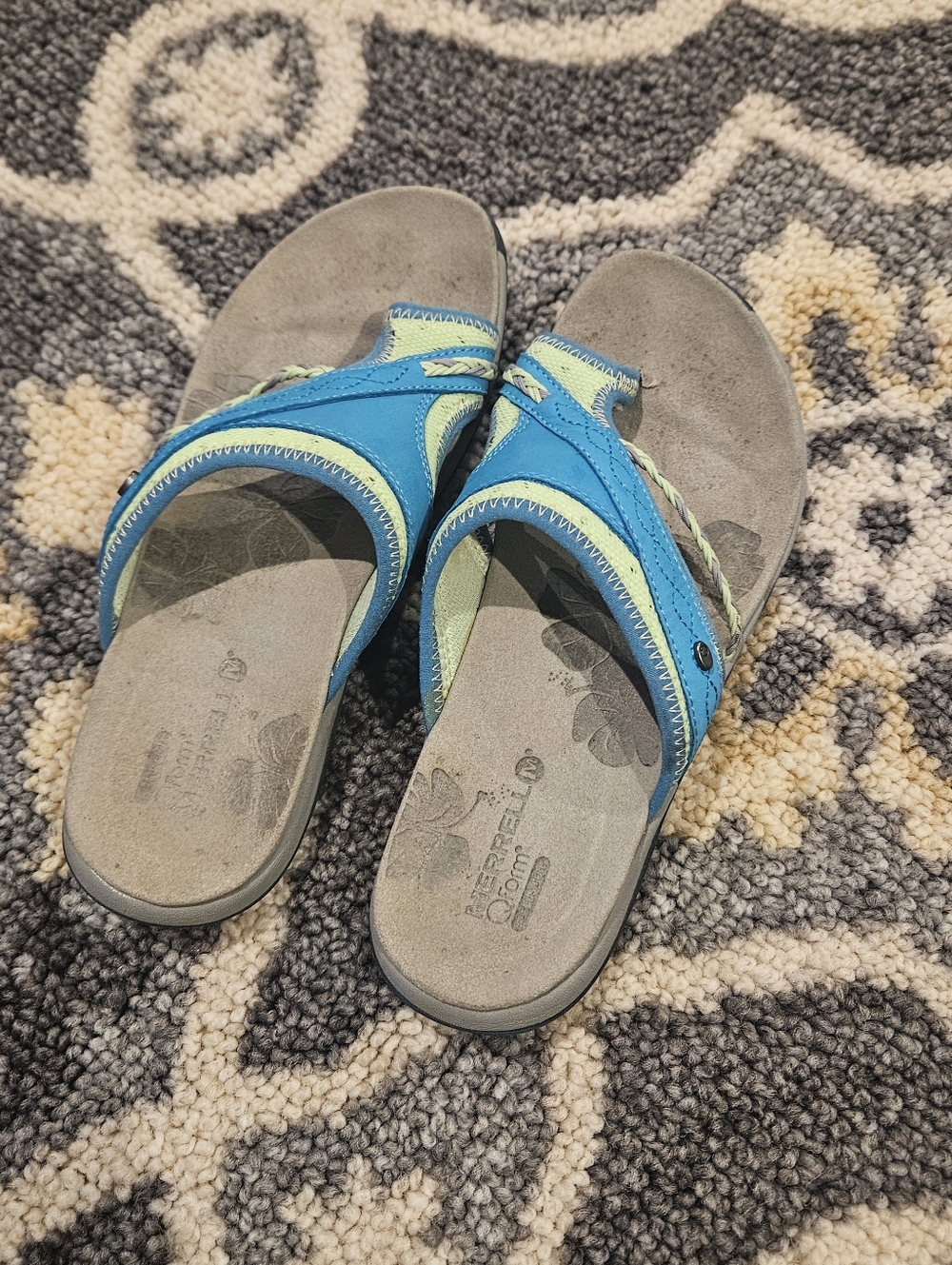Merrell Terran Post II Women's Sandals Blue Green Slide Size 5 Braided Shoes
